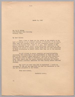 [Letter from I. H. Kempner to H. R. Cullen, March 31, 1949]