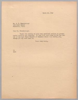 [Letter from I. H. Kempner to E. R. Cheesborough, March 30, 1949]
