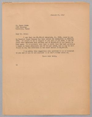[Letter from I. H. Kempner to Dr. Henry Cohen, January 25, 1949]