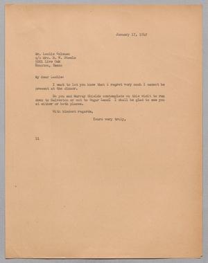[Letter from I. H. Kempner to Leslie Coleman, January 17, 1949]