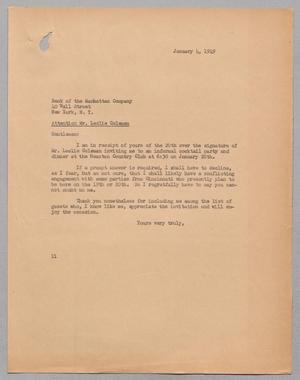 [Letter from I. H. Kempner to Leslie Coleman, January 4, 1949]
