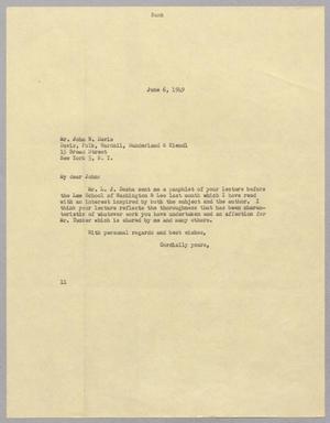 [Letter from I. H. Kempner to Mr. John W. Davis, June 6, 1949]