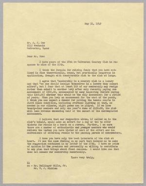 [Letter from I. H. Kempner to Mr. A. J. Dow, May 31, 1949]