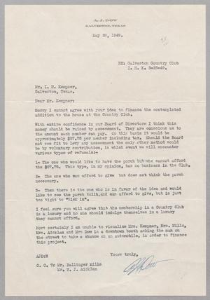 [Letter from A. J. Dow to Mr. I. H. Kempner, May 28, 1949]