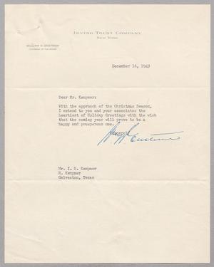 [Letter from William N. Enstrom to Isaac H. Kempner, December 16, 1949]