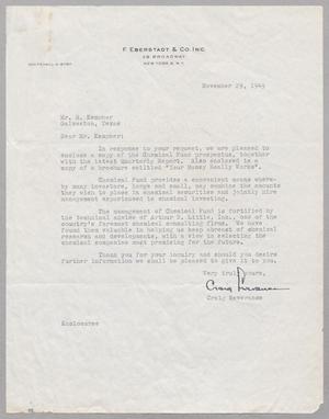 [Letter from Craig Severance to Isaac H. Kempner, November 29, 1949]