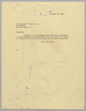 [Letter from Isaac H. Kempner to F. Eberstadt & Company, Inc., November 25, 1949]