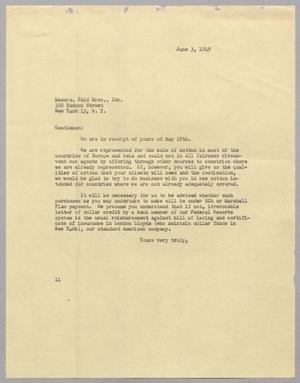 [Letter from I. H. Kempner to Messrs. Feld Bros. Inc., June 3, 1949]