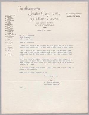 [Letter from S. Thomas Friedman to I. H. Kempner, January 31, 1949]