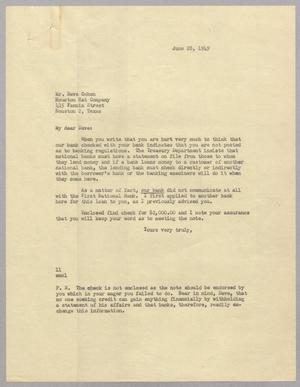 [Letter from I. H. Kempner to Dave Cohen, June 28, 1949]