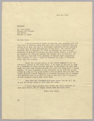 [Letter from I. H. Kempner to Dave Cohen, June 20, 1949]