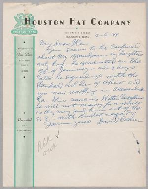 Primary view of object titled '[Letter from David Cohen to I. H. Kempner, February 6, 1949]'.