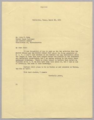 [Letter from I. H. Kempner to John W. Lowe, March 28, 1953]