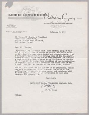 Primary view of object titled '[Letter from Lewis Historical Publishing Company to I. H. Kempner, February 5, 1953]'.