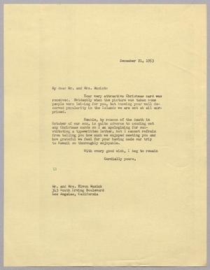 [Letter from I. H. Kempner to Mr. and Mrs. Elvon Musick, December 21, 1953]