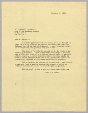 [Letter from I. H. Kempner to Lawrence C. Marshall, December 17, 1953]