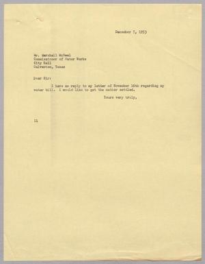 [Letter from I. H. Kempner to Marshall McNeel, December 7, 1953]