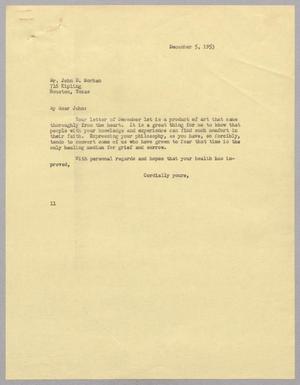 [Letter from I. H. Kempner to John D. Morhan, December 5, 1953]