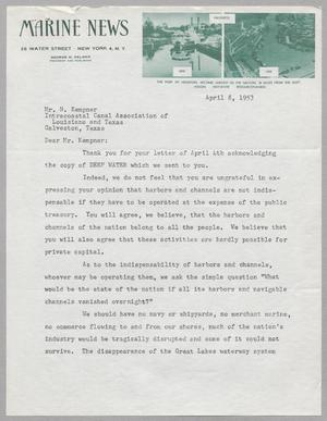 [Letter from Palmer, George H., April 8, 1953]