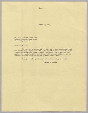 [Letter from I. H. Kempner to D. V. Fraser, March 31, 1953]