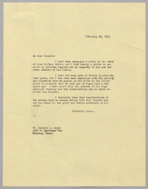 [Letter from I. H. Kempner to Leopold L. Meyer, February 23, 1953]