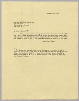 [Letter from I. H. Kempner to Page and Otto Marx, January 19, 1953]
