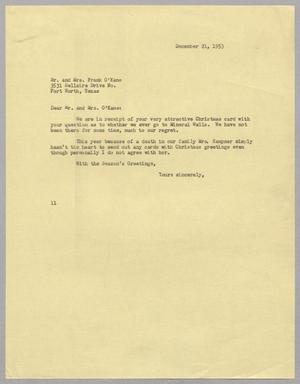 [Letter from Isaac H. Kempner to Mr. and Mrs. Frank O' Kane, December 21, 1953]