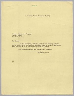 [Letter from Isaac H. Kempner to Olavarria & Company, December 16, 1953]