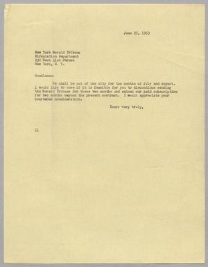 [Letter from Isaac H. Kempner to New York Herald Tribune, June 25, 1953]