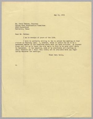 [Letter from Isaac H. Kempner to David Nathan, May 15, 1953]