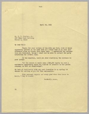 [Letter from I. H. Kempner to W. W. Overton, Jr., April 22, 1953]
