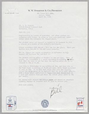 Primary view of object titled '[Letter from W. W. Overton, Jr. to I. H. Kempner, April 21, 1953]'.