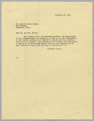 [Letter from Isaac H. Kempner to Mr. and Mrs. Nathan, February 25, 1953]