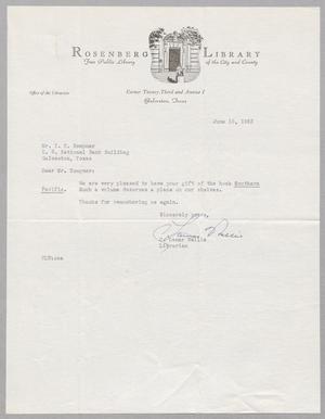 [Letter from C. Lamar Wallis to Isaac H. Kempner, June 16, 1953]