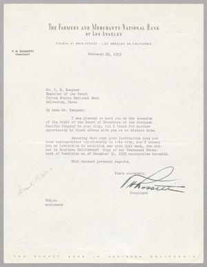 [Letter from V. H. Rossetti to I. H. Kempner, February 25, 1953]