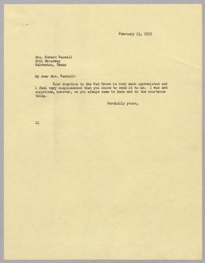 [Letter from Isaac H. Kempner to Edward Randall, February 13, 1953]