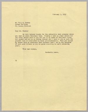 [Letter from I. H. Kempner to Will H. Reeves, February 3, 1953]