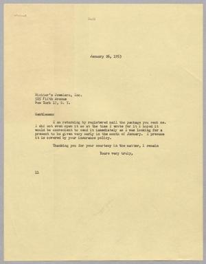 [Letter from Isaac H. Kempner to Richter's Jewelers, Inc., January 26, 1953]