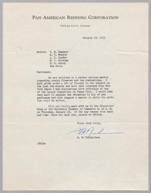 [Letter from Pan American Refining Corporation, January 19, 1953]