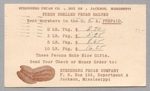 [Postal Card from Sternberg Pecan Company to Isaac H. Kempner, October 13, 1953]