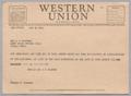 Letter: [Telegram from Henrietta and Isaac H. Kempner to Mrs. A. D. Suderman,…