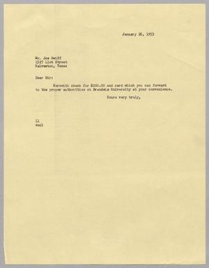 [Letter from Isaac Herbert Kempner to Joe Swiff, January 26, 1953]
