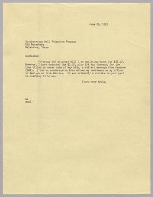 [Letter from Isaac Herbert Kempner to Southwestern Bell Telephone Company, June 25, 1953]