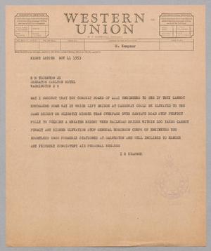 [Telegram from I. H. Kempner to E. H. Thornton, Jr., November 11, 1953]