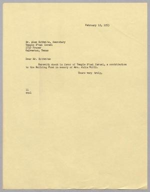 [Letter from Isaac Herbert Kempner to Alex Kottwitz, February 12, 1953]