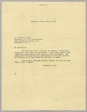 [Letter from Isaac H. Kempner to Walter F. Woodul, July 9, 1953]