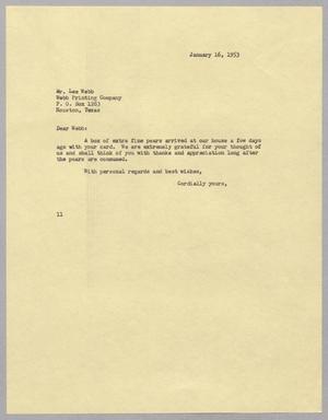 [Letter from Isaac Herbert Kempner to Lee Webb, January 16, 1953]