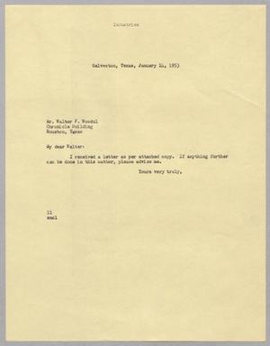 [Letter from I. H. Kempner to Walter F. Woodul, January 14, 1953]