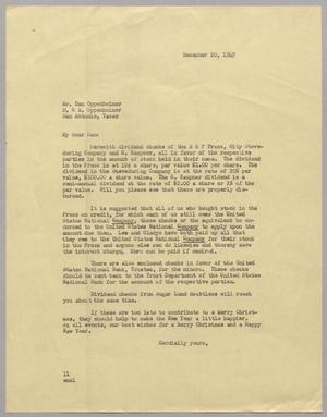 [Letter from I. H. Kempner to Dan Oppenheimer, December 20, 1949]