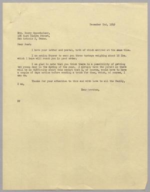Primary view of object titled '[Letter from D. W. Kempner to Hattie Oppenheimer, December 2, 1949]'.